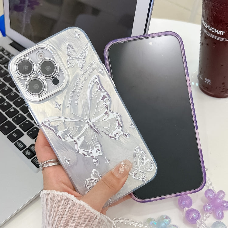 For iPhone 16e Plating Texture Butterfly Wristband TPU Phone Case with Glitter Lens Film(Daisy Butterflies HU2) - iPhone 16e Cases by PMC TechLife | Online Shopping South Africa | PMC TechLife | Buy Now Pay Later Mobicred