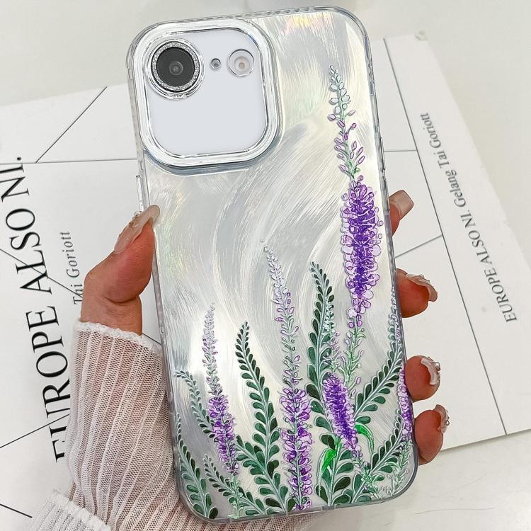 For iPhone 16e Electroplating Flowers Plants Texture TPU Phone Case(Lavender FL3) - iPhone 16e Cases by PMC TechLife | Online Shopping South Africa | PMC TechLife | Buy Now Pay Later Mobicred
