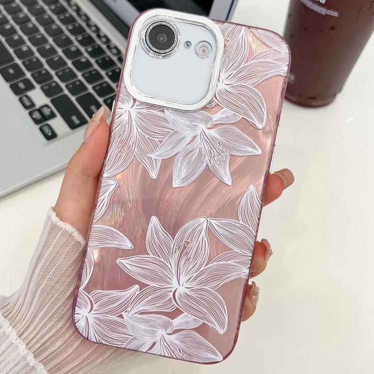 For iPhone 16e Electroplating Flowers Plants Texture TPU Phone Case(Sketch Lily FL9) - iPhone 16e Cases by PMC TechLife | Online Shopping South Africa | PMC TechLife | Buy Now Pay Later Mobicred