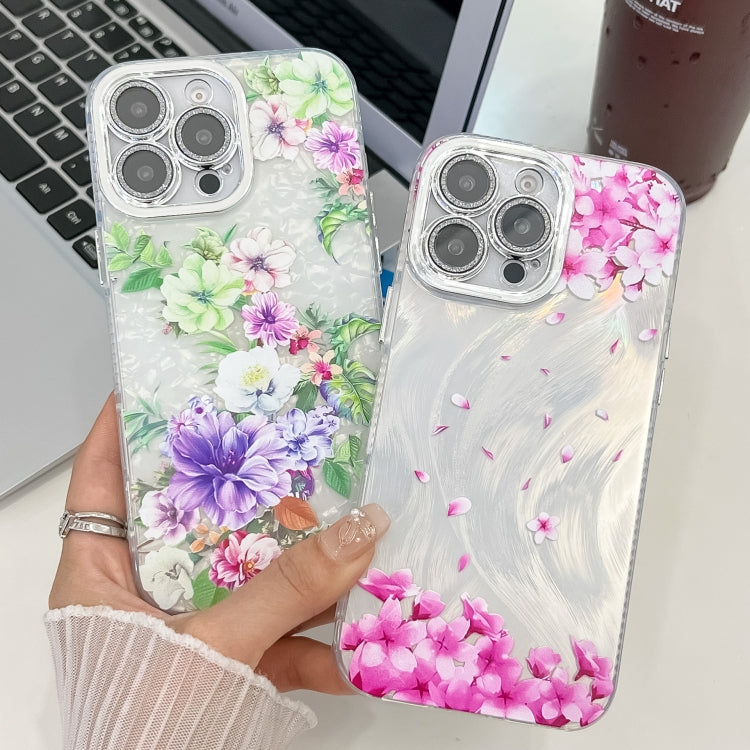 For iPhone 16e Electroplating Flowers Plants Texture TPU Phone Case(Carnation FL7) - iPhone 16e Cases by PMC TechLife | Online Shopping South Africa | PMC TechLife | Buy Now Pay Later Mobicred