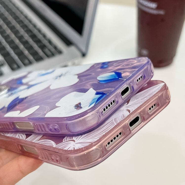 For iPhone 16e Electroplating Flowers Plants Texture TPU Phone Case(Azalea FL4) - iPhone 16e Cases by PMC TechLife | Online Shopping South Africa | PMC TechLife | Buy Now Pay Later Mobicred