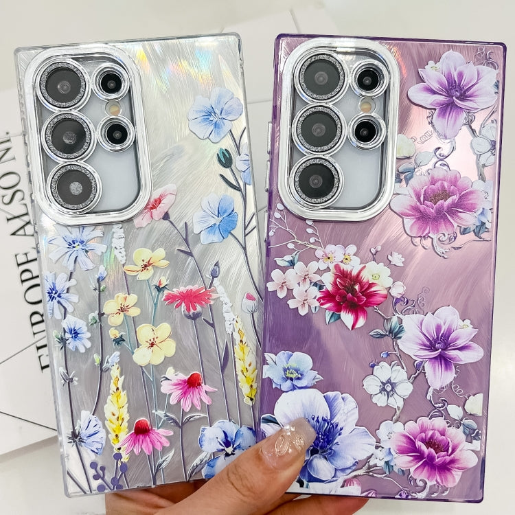 For Samsung Galaxy S25 5G Electroplating Flowers Plants Texture TPU Phone Case(Green Plants FL5) - Galaxy S25 5G Cases by PMC Jewellery | Online Shopping South Africa | PMC Jewellery | Buy Now Pay Later Mobicred