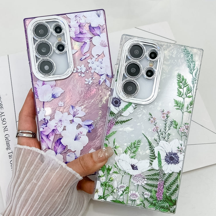 For Samsung Galaxy S25 Ultra 5G Electroplating Flowers Plants Texture TPU Phone Case(Lilac Flowers FL16) - Galaxy S25 Ultra 5G Cases by PMC Jewellery | Online Shopping South Africa | PMC Jewellery | Buy Now Pay Later Mobicred