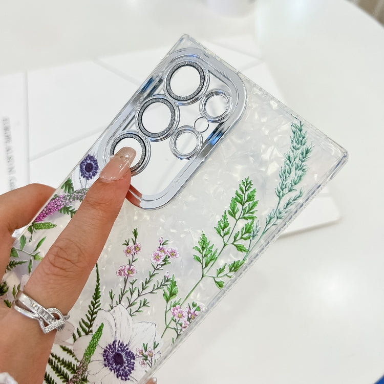 For Samsung Galaxy S25 5G Electroplating Flowers Plants Texture TPU Phone Case(Lilac Flowers FL16) - Galaxy S25 5G Cases by PMC Jewellery | Online Shopping South Africa | PMC Jewellery | Buy Now Pay Later Mobicred