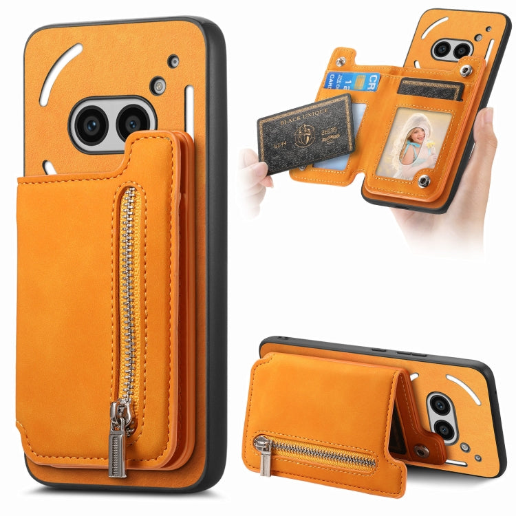 For Nothing CMF Phone 1 Retro MagSafe Zipper Wallet Card Bag Back Phone Case(Yellow) - free shipping - PMC TechLife - Order now!