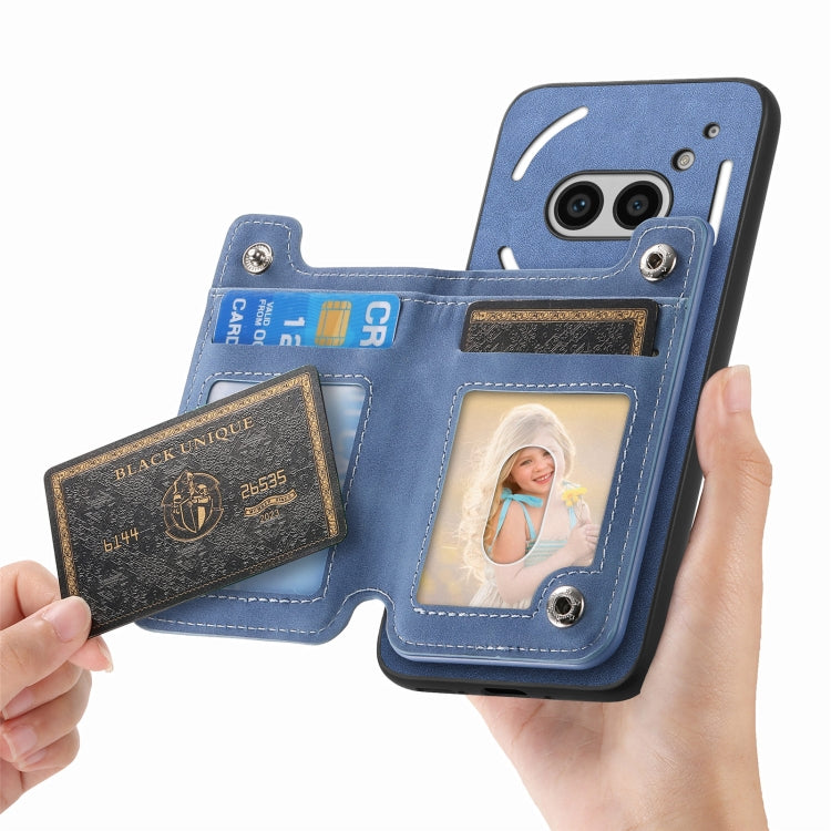 For Nothing CMF Phone 1 Retro MagSafe Zipper Wallet Card Bag Back Phone Case(Blue) - More Brand by PMC TechLife | Online Shopping South Africa | PMC TechLife | Buy Now Pay Later Mobicred