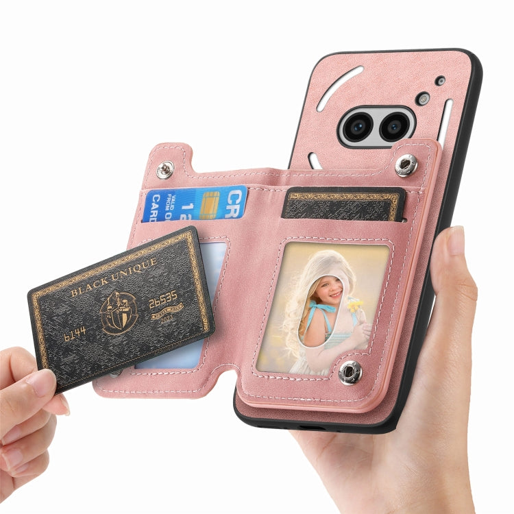 For Nothing CMF Phone 1 Retro MagSafe Zipper Wallet Card Bag Back Phone Case(Pink) - More Brand by PMC TechLife | Online Shopping South Africa | PMC TechLife | Buy Now Pay Later Mobicred