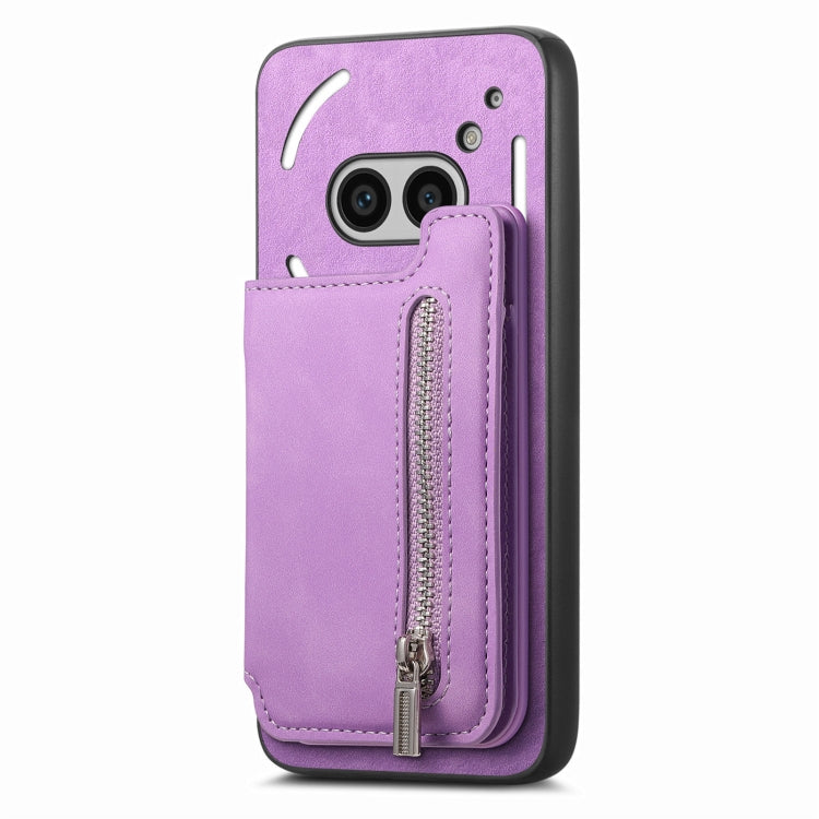 For Nothing CMF Phone 1 Retro MagSafe Zipper Wallet Card Bag Back Phone Case(Purple) - More Brand by PMC TechLife | Online Shopping South Africa | PMC TechLife | Buy Now Pay Later Mobicred