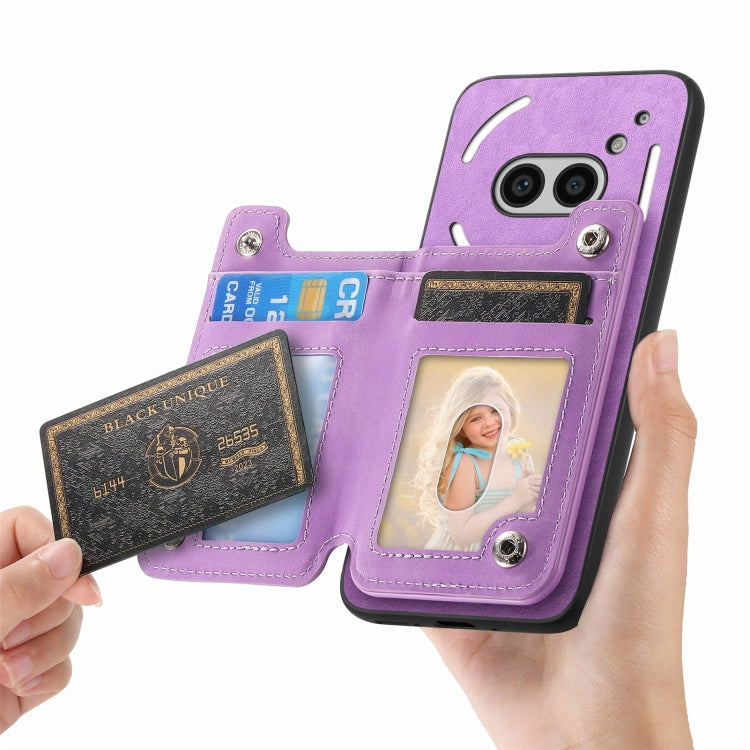 For Nothing CMF Phone 1 Retro MagSafe Zipper Wallet Card Bag Back Phone Case(Purple) - More Brand by PMC TechLife | Online Shopping South Africa | PMC TechLife | Buy Now Pay Later Mobicred