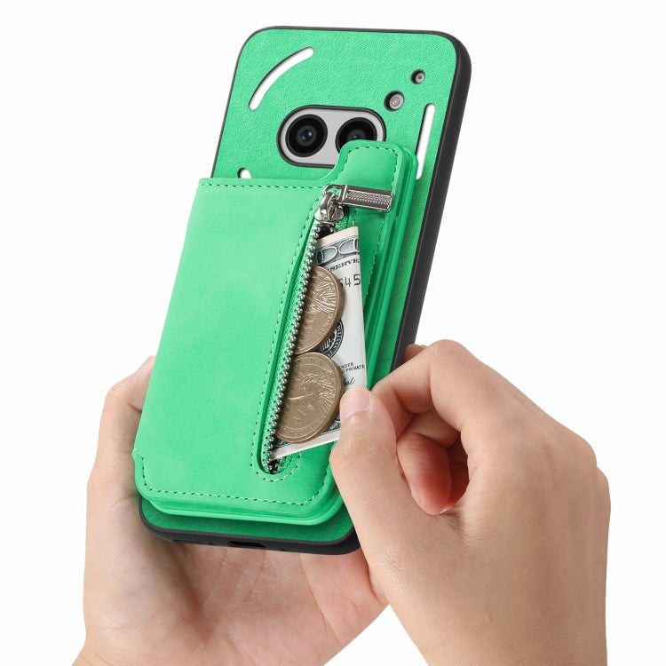 For Nothing CMF Phone 1 Retro MagSafe Zipper Wallet Card Bag Back Phone Case(Green) - free shipping - PMC TechLife - Order now!