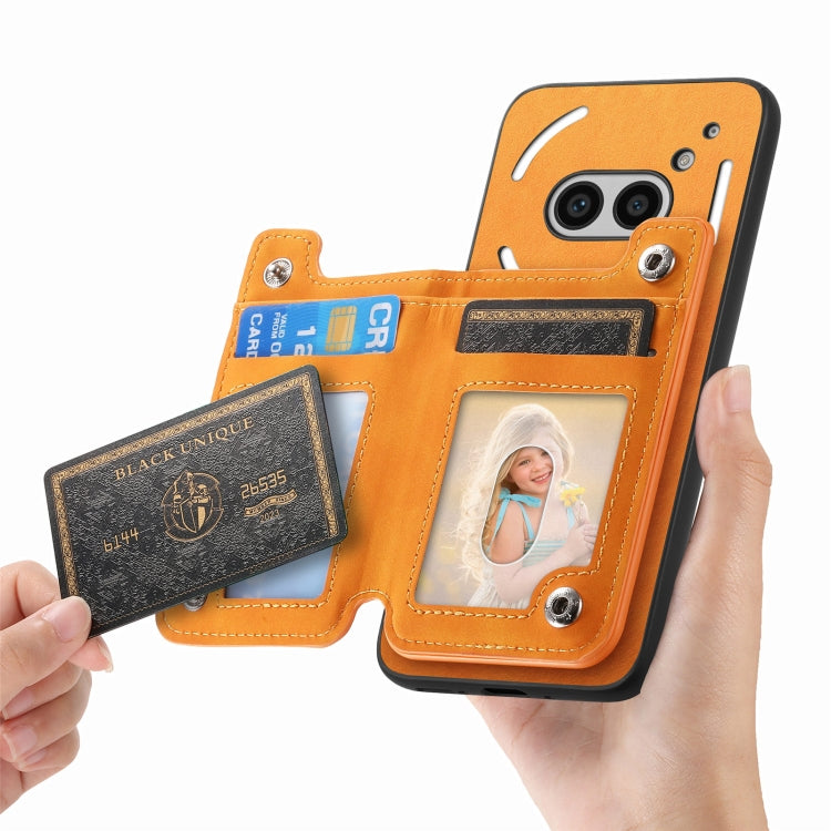 For Nothing Phone 2a Retro MagSafe Zipper Wallet Card Bag Back Phone Case(Yellow) - More Brand by PMC TechLife | Online Shopping South Africa | PMC TechLife | Buy Now Pay Later Mobicred