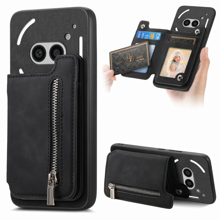 For Nothing Phone 2a Retro MagSafe Zipper Wallet Card Bag Back Phone Case(Black) - free shipping - PMC TechLife - Order now!