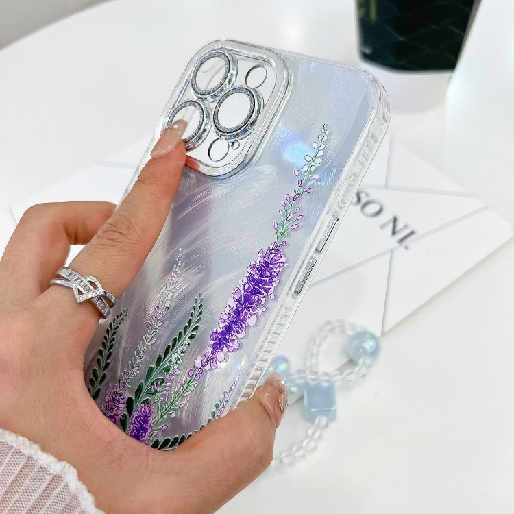 For iPhone 16e Electroplating Flowers Plants Texture Wristband TPU Phone Case(Wildflower FL2) - iPhone 16e Cases by PMC TechLife | Online Shopping South Africa | PMC TechLife | Buy Now Pay Later Mobicred