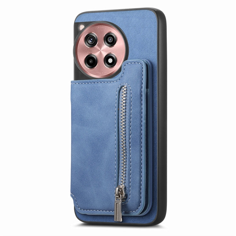 For OnePlus Nord CE4 / Ace 3V Retro MagSafe Zipper Wallet Card Bag Back Phone Case(Blue) - OnePlus Cases by PMC TechLife | Online Shopping South Africa | PMC TechLife | Buy Now Pay Later Mobicred