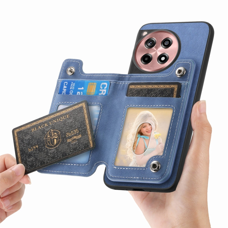 For OnePlus Nord CE4 / Ace 3V Retro MagSafe Zipper Wallet Card Bag Back Phone Case(Blue) - OnePlus Cases by PMC TechLife | Online Shopping South Africa | PMC TechLife | Buy Now Pay Later Mobicred
