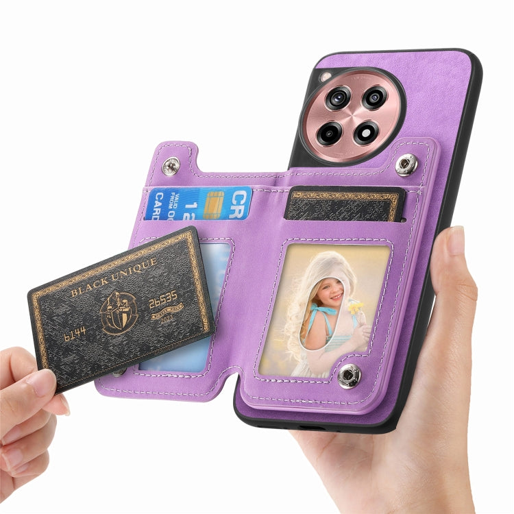 For OnePlus Nord CE4 / Ace 3V Retro MagSafe Zipper Wallet Card Bag Back Phone Case(Purple) - OnePlus Cases by PMC TechLife | Online Shopping South Africa | PMC TechLife | Buy Now Pay Later Mobicred