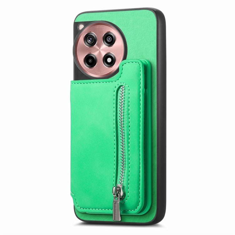 For OnePlus Nord CE4 / Ace 3V Retro MagSafe Zipper Wallet Card Bag Back Phone Case(Green) - OnePlus Cases by PMC TechLife | Online Shopping South Africa | PMC TechLife | Buy Now Pay Later Mobicred