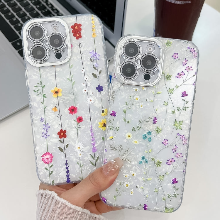 For iPhone 16e Electroplating Flower Texture TPU Phone Case(Little Wildflower SH3) - iPhone 16e Cases by PMC TechLife | Online Shopping South Africa | PMC TechLife | Buy Now Pay Later Mobicred