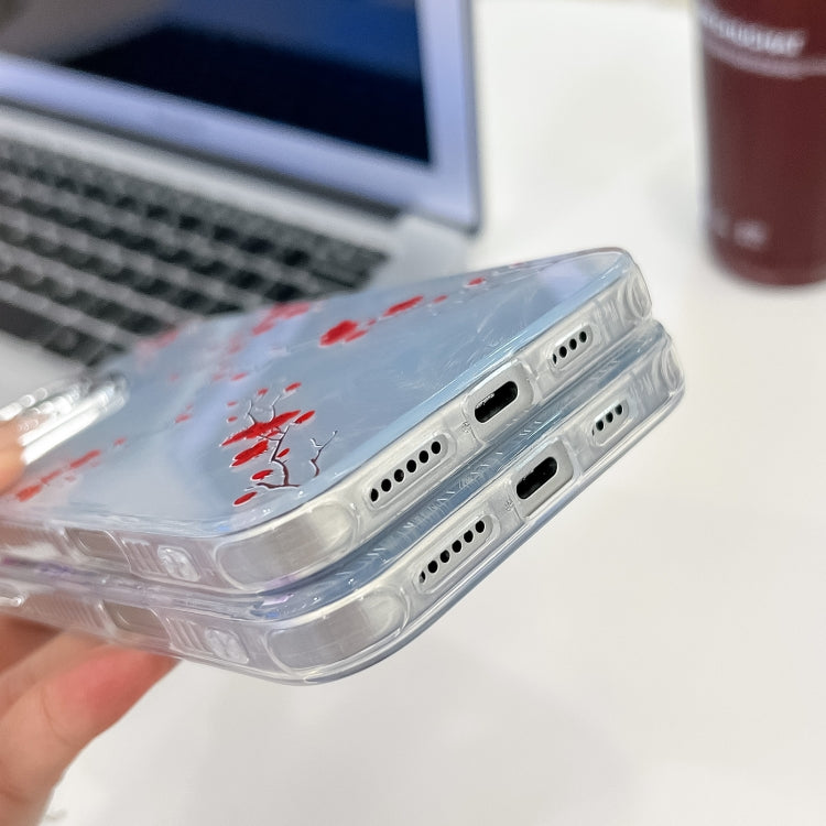 For iPhone 16e Electroplating Flower Texture TPU Phone Case(Red Plum Blossom SH2) - iPhone 16e Cases by PMC TechLife | Online Shopping South Africa | PMC TechLife | Buy Now Pay Later Mobicred