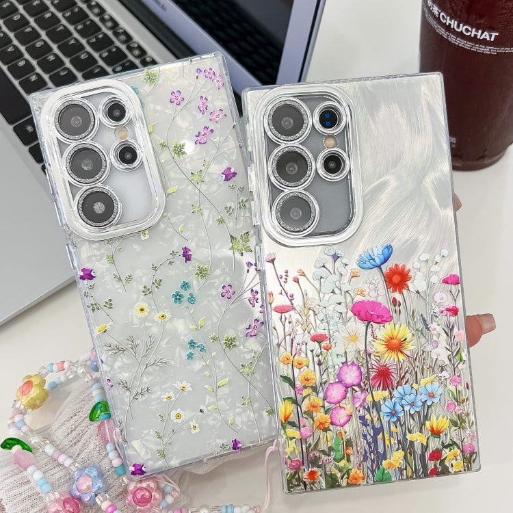 For Samsung Galaxy S25 5G Electroplating Flower Texture Wristband TPU Phone Case(Flowers SH4) - free shipping - PMC Jewellery - Order now!