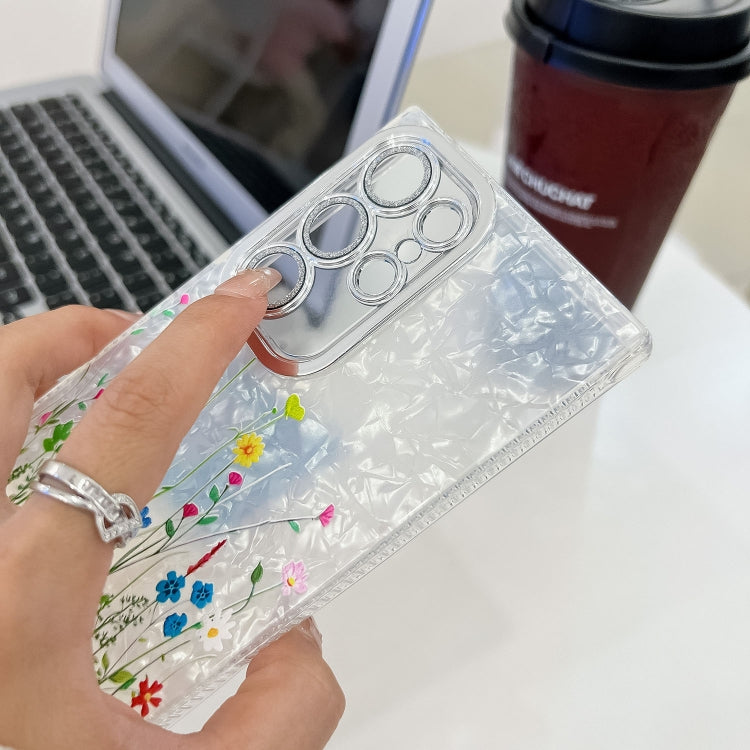 For Samsung Galaxy S25+ 5G Electroplating Flower Texture Wristband TPU Phone Case(Red Plum Blossom SH2) - free shipping - PMC Jewellery - Order now!
