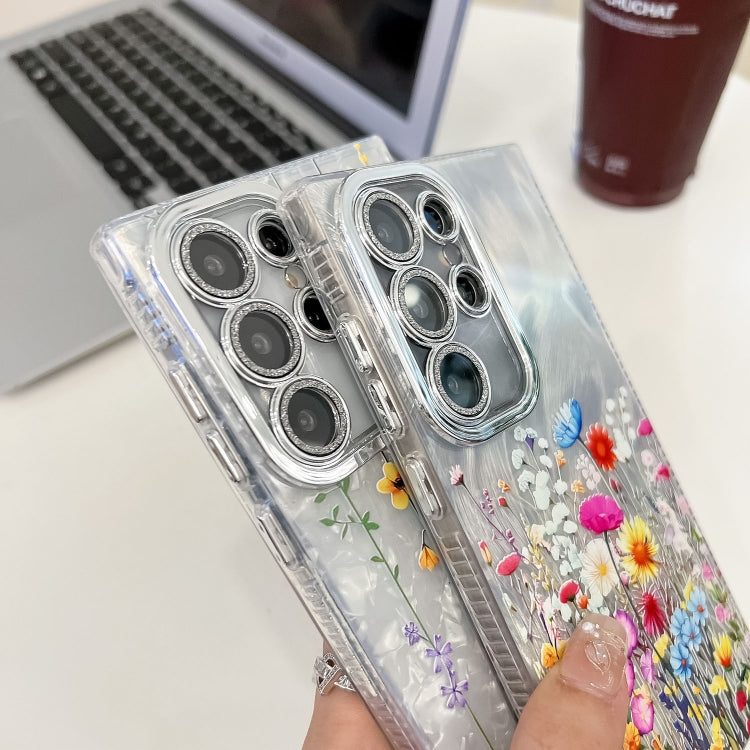 For Samsung Galaxy S25 5G Electroplating Flower Texture Wristband TPU Phone Case(Flowers SH4) - free shipping - PMC Jewellery - Order now!