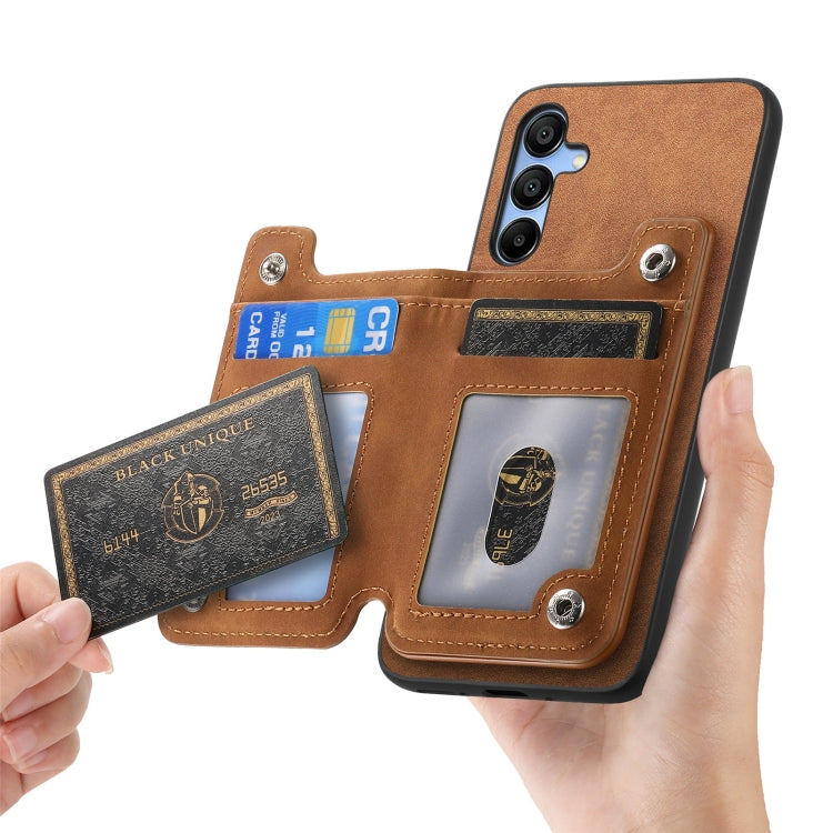 For Samsung Galaxy S25 5G Retro MagSafe Zipper Wallet Card Bag Back Phone Case(Brown) - Galaxy S25 5G Cases by PMC Jewellery | Online Shopping South Africa | PMC Jewellery | Buy Now Pay Later Mobicred
