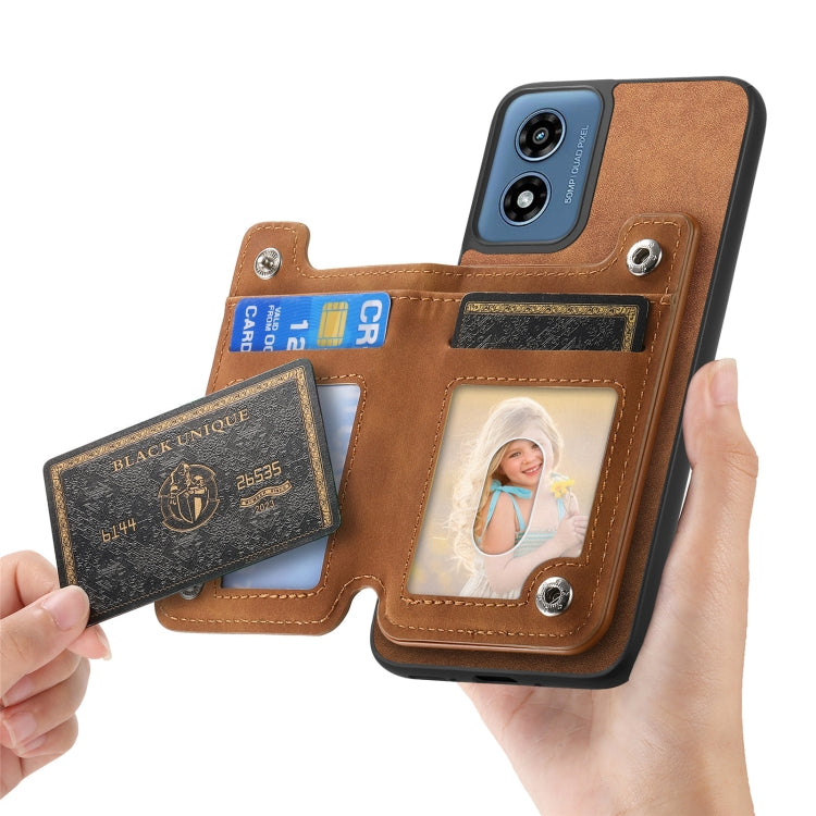 For Motorola Moto G 5G 2024 Retro MagSafe Zipper Wallet Card Bag Back Phone Case(Brown) - Motorola Cases by PMC TechLife | Online Shopping South Africa | PMC TechLife | Buy Now Pay Later Mobicred
