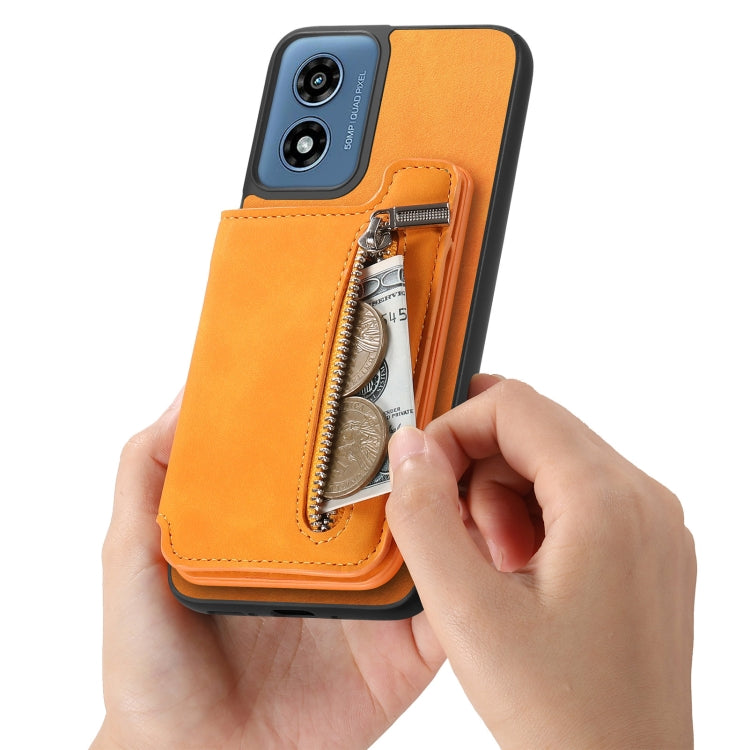 For Motorola Moto G Stylus 5G 2024 Retro MagSafe Zipper Wallet Card Bag Back Phone Case(Yellow) - Motorola Cases by PMC TechLife | Online Shopping South Africa | PMC TechLife | Buy Now Pay Later Mobicred