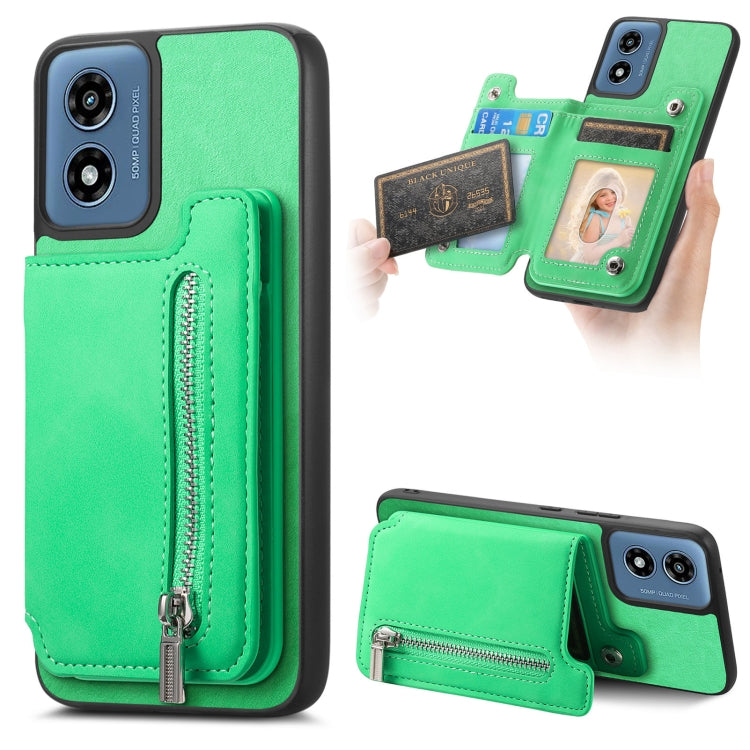 For Motorola Moto G Stylus 5G 2024 Retro MagSafe Zipper Wallet Card Bag Back Phone Case(Green) - Motorola Cases by PMC TechLife | Online Shopping South Africa | PMC TechLife | Buy Now Pay Later Mobicred