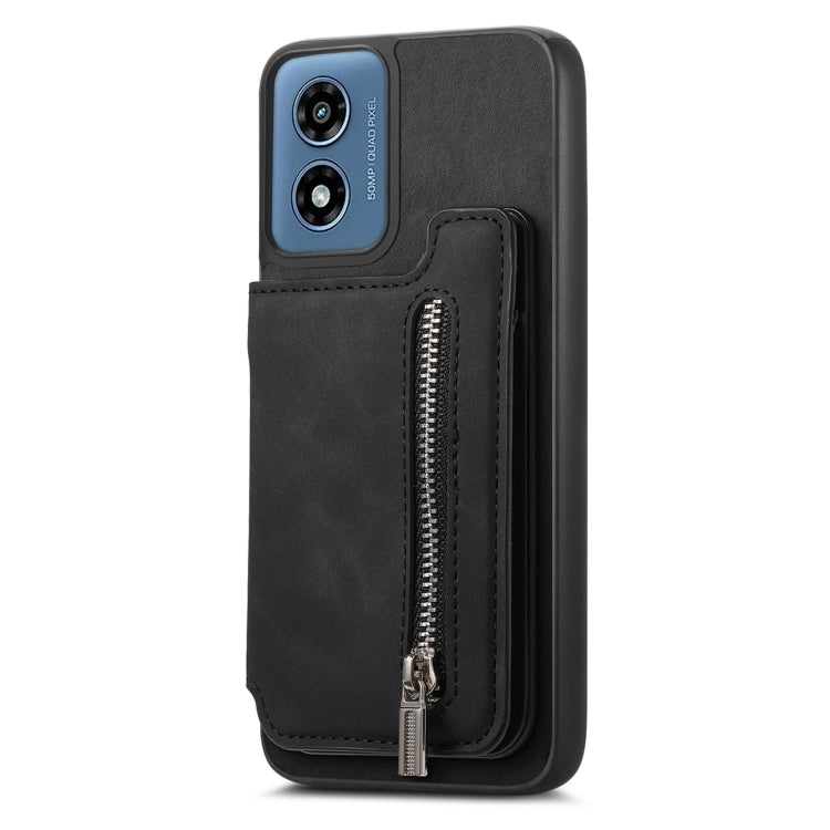For Motorola Moto G Stylus 5G 2024 Retro MagSafe Zipper Wallet Card Bag Back Phone Case(Black) - Motorola Cases by PMC TechLife | Online Shopping South Africa | PMC TechLife | Buy Now Pay Later Mobicred