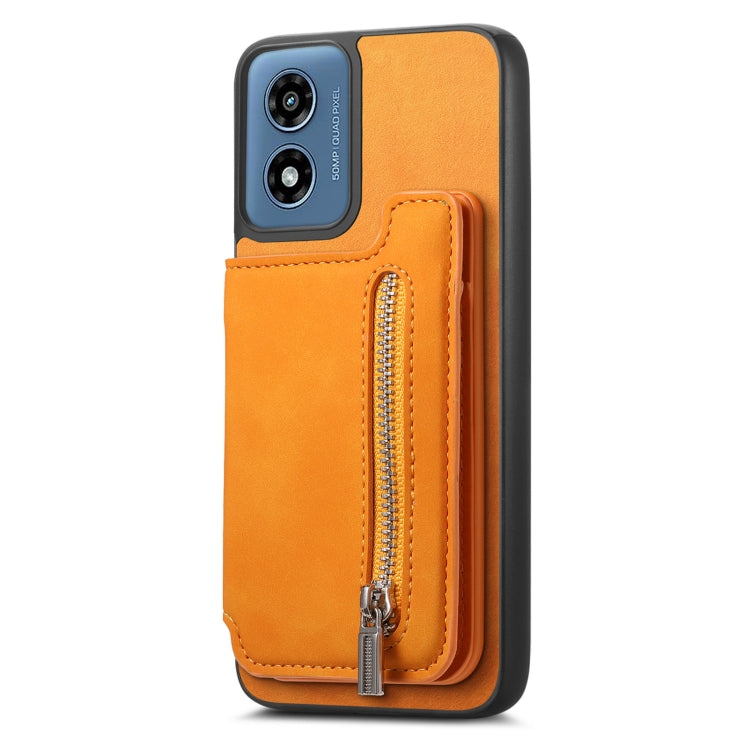 For Motorola Moto G Play 2024 4G Retro MagSafe Zipper Wallet Card Bag Back Phone Case(Yellow) - Motorola Cases by PMC TechLife | Online Shopping South Africa | PMC TechLife | Buy Now Pay Later Mobicred