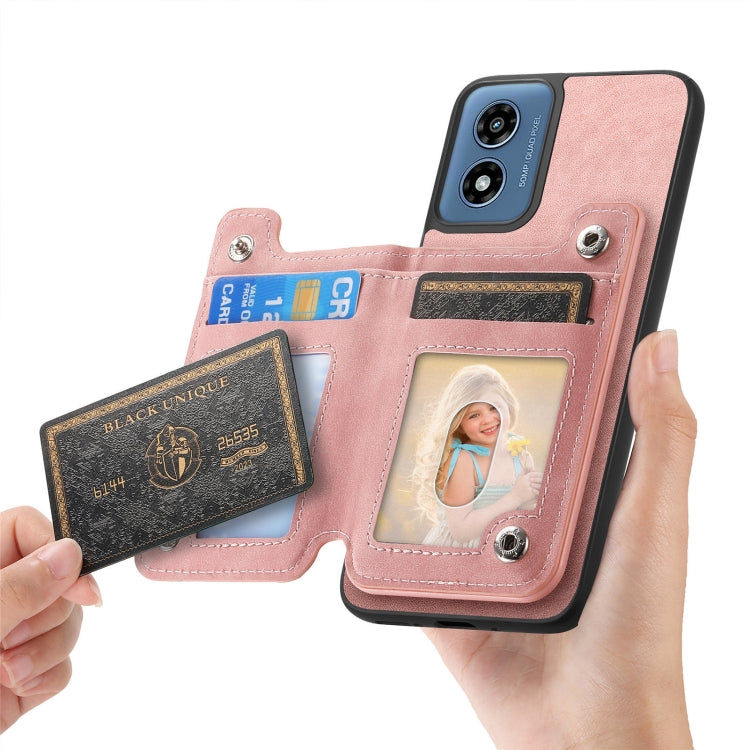 For Motorola Moto G Power 2024 5G Retro MagSafe Zipper Wallet Card Bag Back Phone Case(Pink) - Motorola Cases by PMC TechLife | Online Shopping South Africa | PMC TechLife | Buy Now Pay Later Mobicred