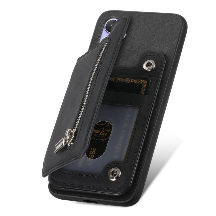 For Motorola Moto G Power 2024 5G Retro MagSafe Zipper Wallet Card Bag Back Phone Case(Black) - Motorola Cases by PMC TechLife | Online Shopping South Africa | PMC TechLife | Buy Now Pay Later Mobicred