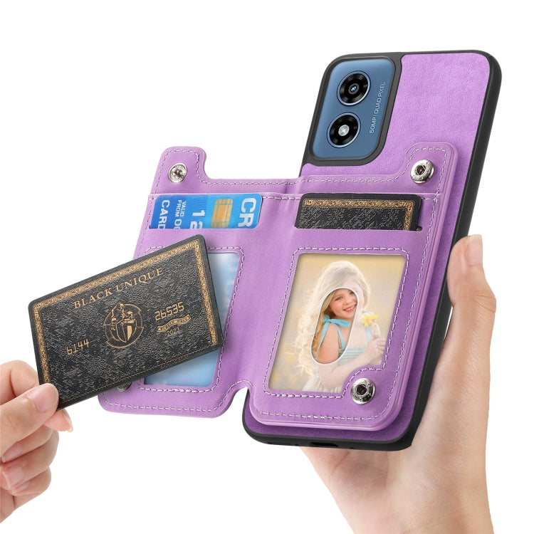 For Motorola Moto G55 Retro MagSafe Zipper Wallet Card Bag Back Phone Case(Purple) - Motorola Cases by PMC TechLife | Online Shopping South Africa | PMC TechLife | Buy Now Pay Later Mobicred