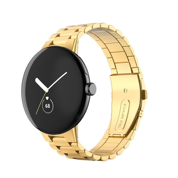 For Google Pixel Watch 3 45mm Three Beads Stainless Steel Folding Buckle Integrated Watch Band(Gold) - free shipping - PMC TechLife - Order now!