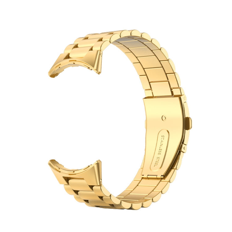 For Google Pixel Watch 3 45mm Three Beads Stainless Steel Folding Buckle Integrated Watch Band(Gold) - free shipping - PMC TechLife - Order now!