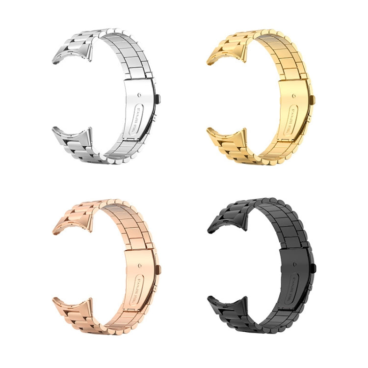 For Google Pixel Watch 3 45mm Three Beads Stainless Steel Folding Buckle Integrated Watch Band(Gold) - free shipping - PMC TechLife - Order now!