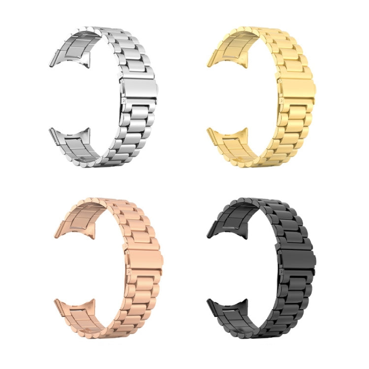 For Google Pixel Watch 3 45mm Three Beads Stainless Steel Folding Buckle Integrated Watch Band(Silver) - free shipping - PMC TechLife - Order now!