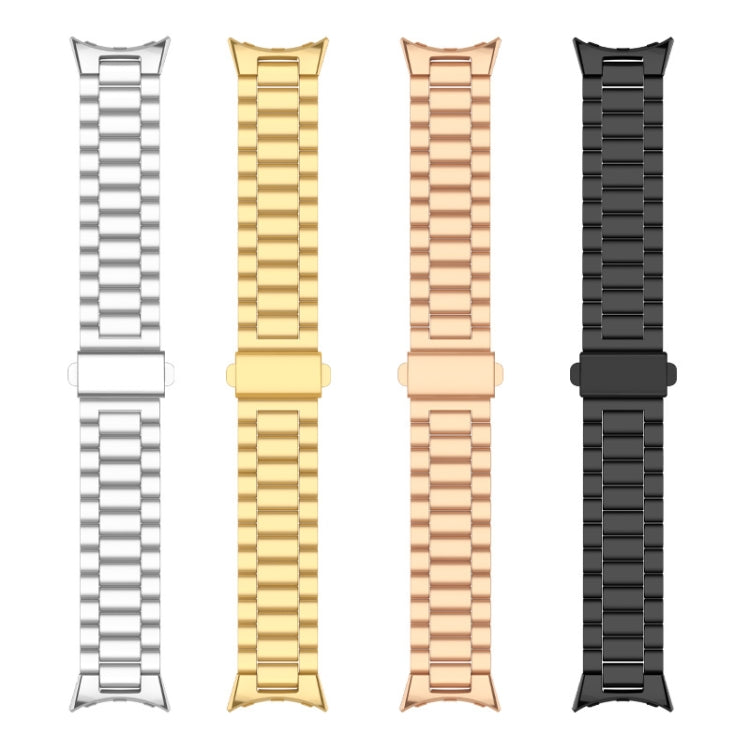 For Google Pixel Watch 3 45mm Three Beads Stainless Steel Folding Buckle Integrated Watch Band(Silver) - free shipping - PMC TechLife - Order now!