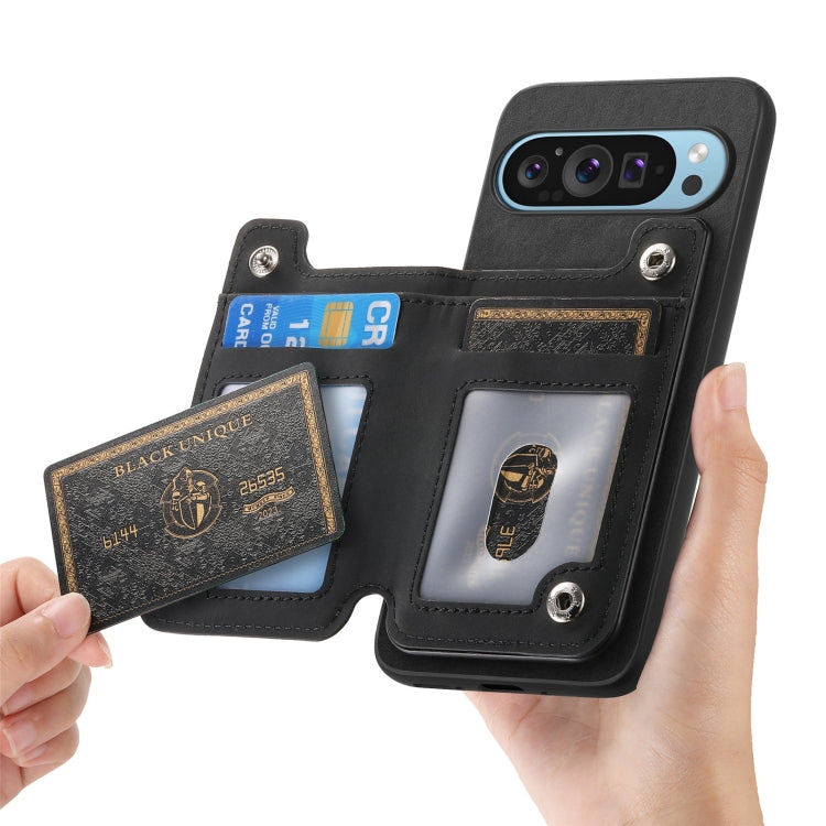 For Google Pixel 8a Retro MagSafe Zipper Wallet Card Bag Back Phone Case(Black) - Google Cases by PMC TechLife | Online Shopping South Africa | PMC TechLife | Buy Now Pay Later Mobicred