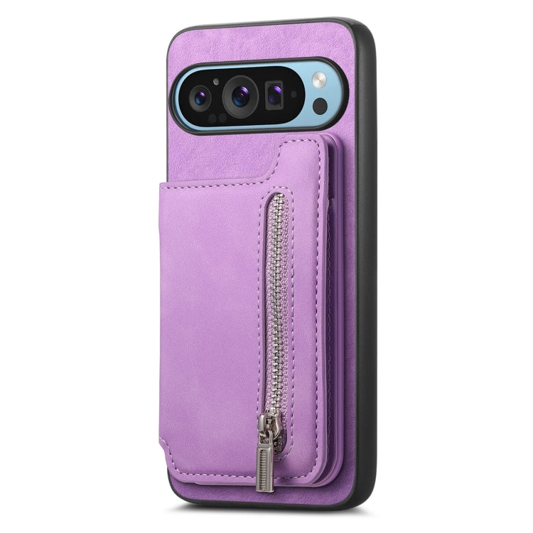 For Google Pixel 7a Retro MagSafe Zipper Wallet Card Bag Back Phone Case(Purple) - free shipping - PMC TechLife - Order now!