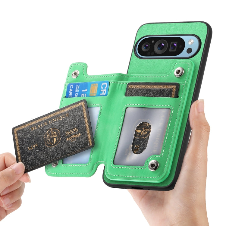 For Google Pixel 7 Retro MagSafe Zipper Wallet Card Bag Back Phone Case(Green) - Google Cases by PMC TechLife | Online Shopping South Africa | PMC TechLife | Buy Now Pay Later Mobicred