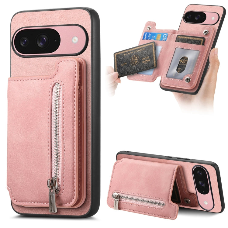 For Google Pixel 9 / 9 Pro Retro MagSafe Zipper Wallet Card Bag Back Phone Case(Pink) - free shipping - PMC TechLife - Order now!