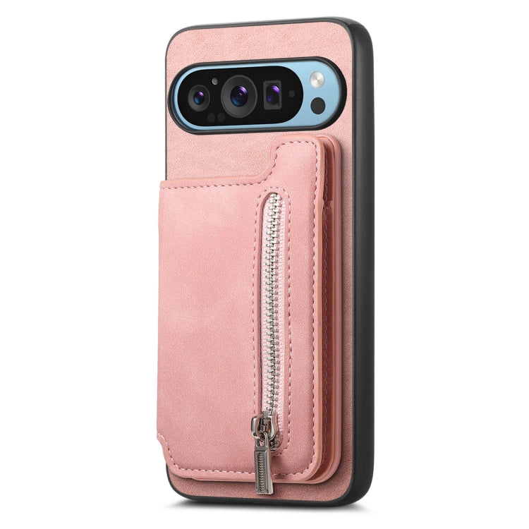 For Google Pixel 9 / 9 Pro Retro MagSafe Zipper Wallet Card Bag Back Phone Case(Pink) - free shipping - PMC TechLife - Order now!
