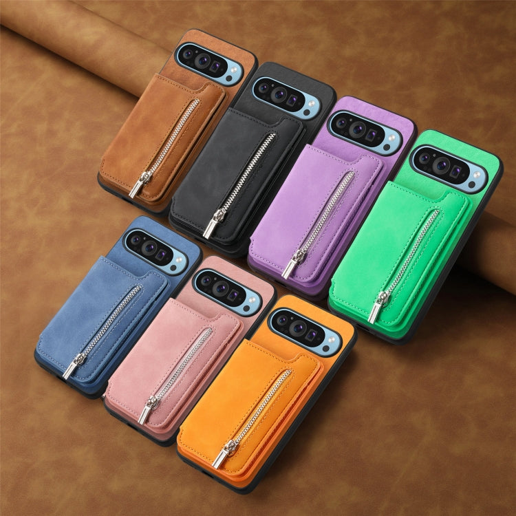 For Google Pixel 7a Retro MagSafe Zipper Wallet Card Bag Back Phone Case(Purple) - free shipping - PMC TechLife - Order now!