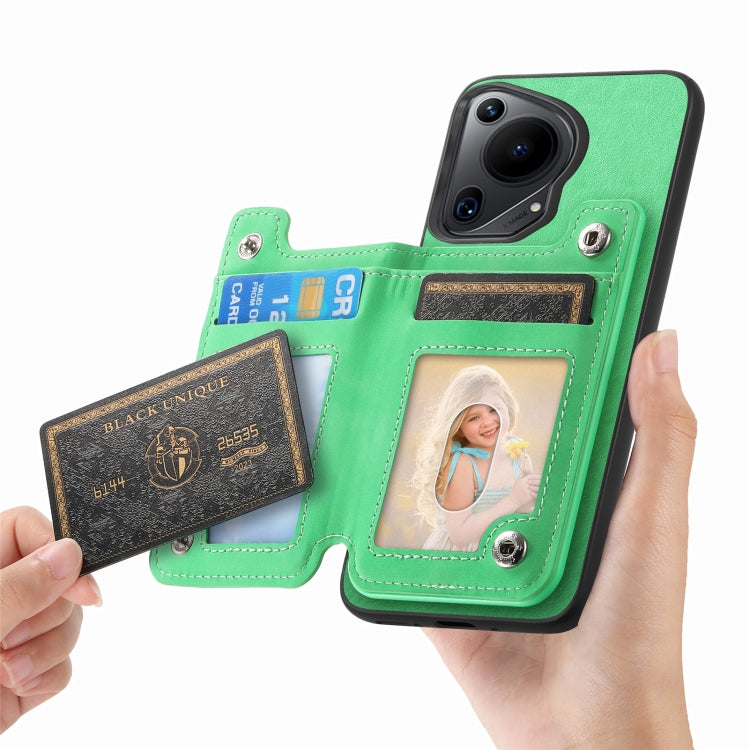 For Huawei nova 12 / 13 Retro MagSafe Zipper Wallet Card Bag Back Phone Case(Green) - Huawei Cases by PMC TechLife | Online Shopping South Africa | PMC TechLife | Buy Now Pay Later Mobicred