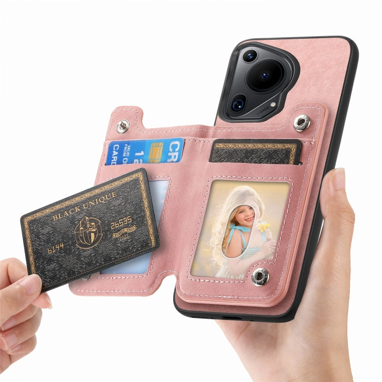 For Huawei nova 13 Pro Retro MagSafe Zipper Wallet Card Bag Back Phone Case(Pink) - free shipping - PMC TechLife - Order now!