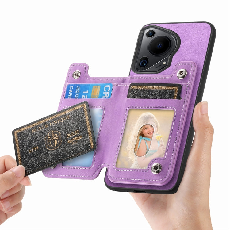 For Huawei nova 13 Pro Retro MagSafe Zipper Wallet Card Bag Back Phone Case(Purple) - Huawei Cases by PMC TechLife | Online Shopping South Africa | PMC TechLife | Buy Now Pay Later Mobicred