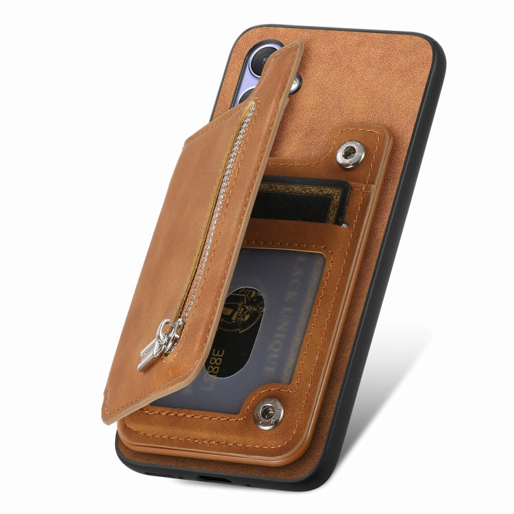 For Honor X8b Retro MagSafe Zipper Wallet Card Bag Back Phone Case(Brown) - Honor Cases by PMC TechLife | Online Shopping South Africa | PMC TechLife | Buy Now Pay Later Mobicred